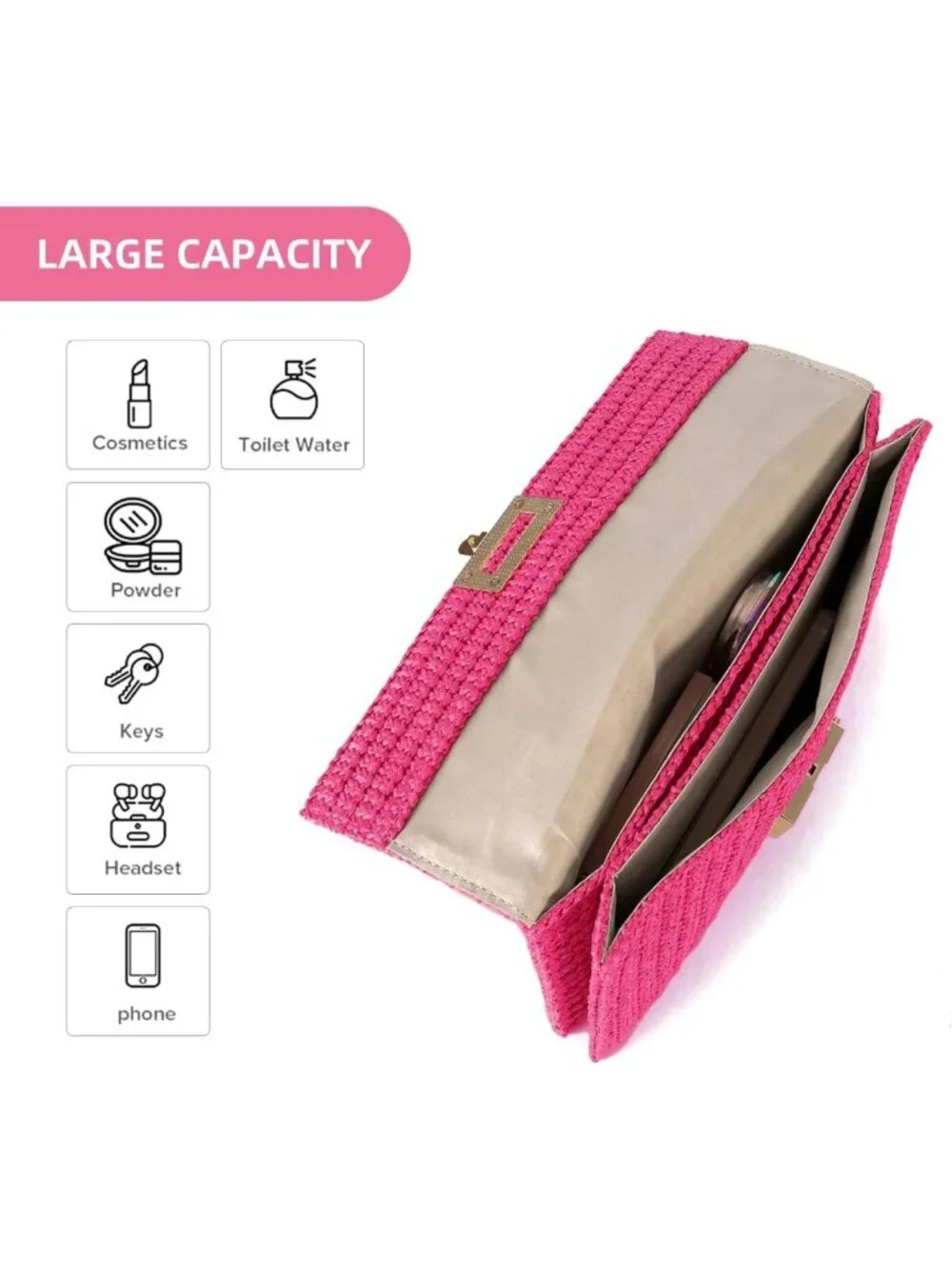 Woven Straw Chain Clutch Purse for Women - Stylish Envelope Handbag & Crossbody